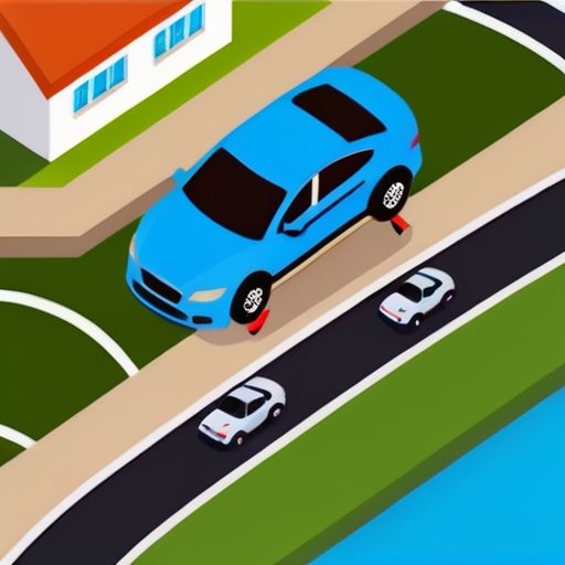 Современный автосалон с новыми и старыми автомобилями, указатели на финансирование и трейд-ин.