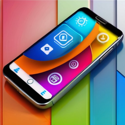 Современный смартфон с ярким интерфейсом SMS-уведомлений и иконками бизнес-секторов на фоне абстрактных элементов связи.
