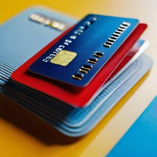 Стилизованная кредитная карта с паспортом и удостоверением личности на современном цифровом фоне, символизирующем онлайн-шопинг.