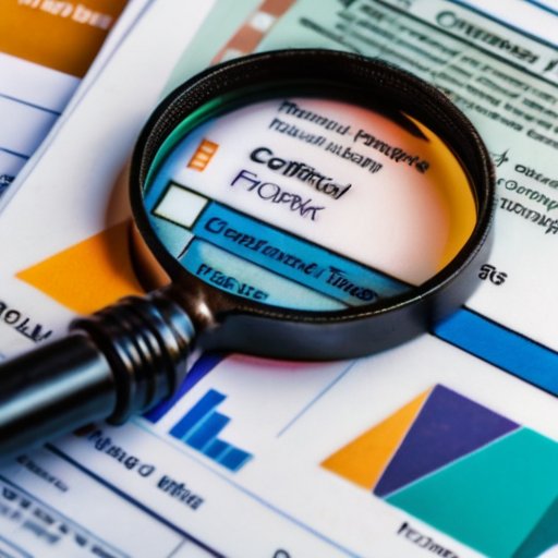 Увеличительное стекло на официальных документах с цифровым интерфейсом, символизирующим проверку легитимности финансовых транзакций.
