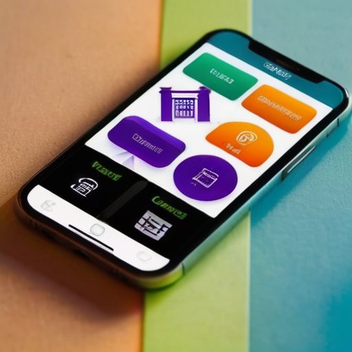 Смартфон с интерфейсом банковского приложения, окруженный символами безопасности.