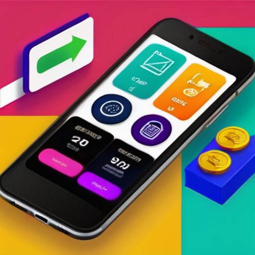 Смартфон с ярким экраном кэшбэк-вознаграждений и иконками шопинга.