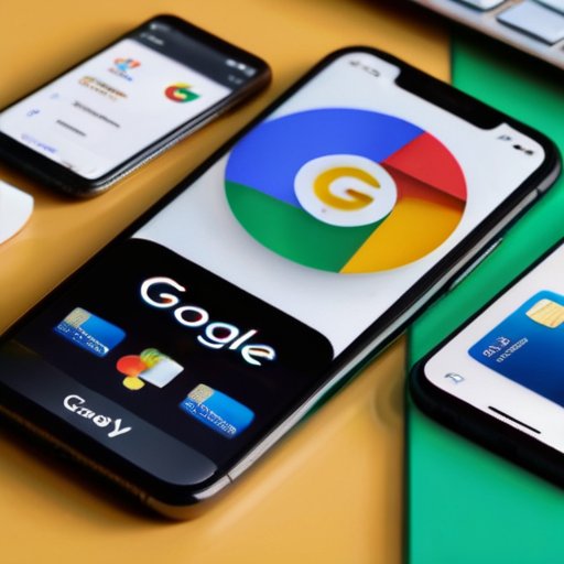 Смартфон с логотипами Google Pay и Apple Pay, окружённый кредитными и дебетовыми картами, на фоне интерфейса цифрового кошелька.