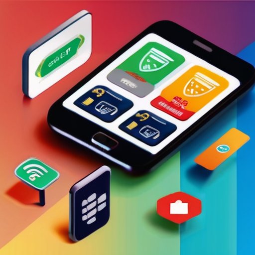 Смартфон с интерфейсом мобильного кошелька и иконками методов оплаты.