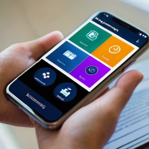 Современный смартфон с интерфейсом мобильного банка и разделом 