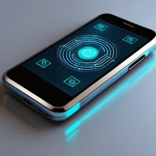 Современный смартфон с интерфейсом цифрового кошелька и символом NFC на фоне абстрактных узоров, символизирующих безопасность и скорость финансовых транзакций.