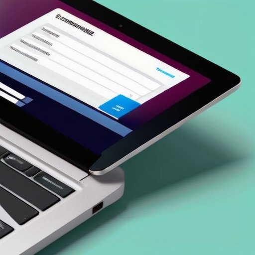 Современный ноутбук с интерфейсом онлайн-банкинга и выделенной секцией для подачи рекламыции, окруженный организованными документами.