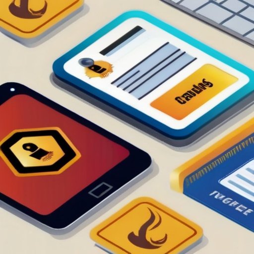 Студенческий ID на столе рядом с ноутбуком с предупреждением о мошенничестве, символ щита, учебник, кофе и смартфон с уведомлением о транзакции. Атмосфера бдительности и финансовой